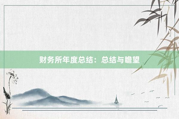 财务所年度总结：总结与瞻望